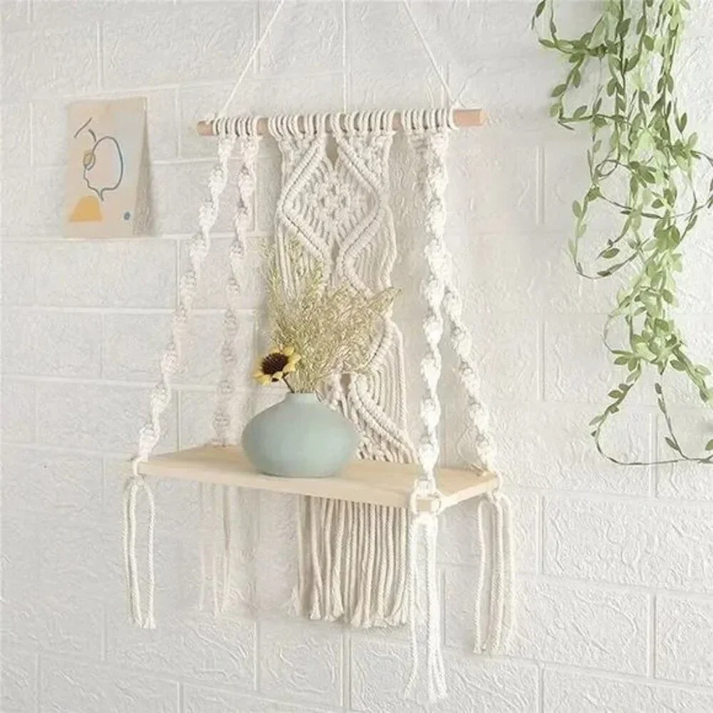 Macrame Wall Hanging Shelf Hand Made Rope